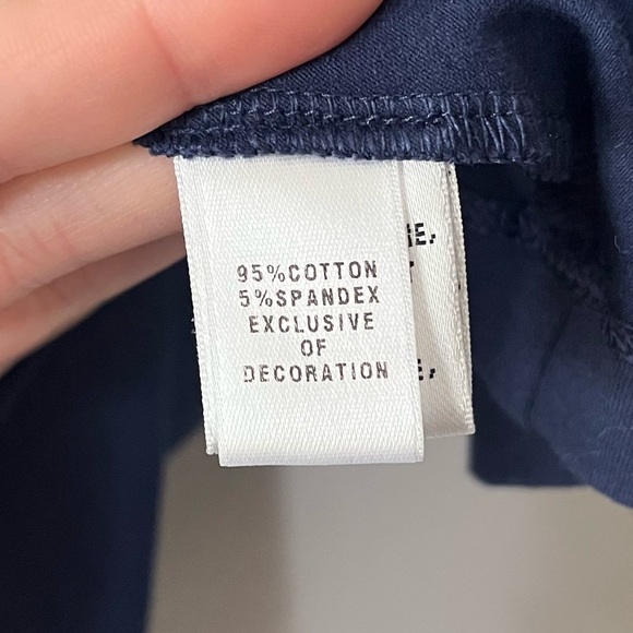 St. John Sport Navy Blue Gold Beaded Spell Out Short Sleeve Tee Shirt Medium - Picture 8 of 8